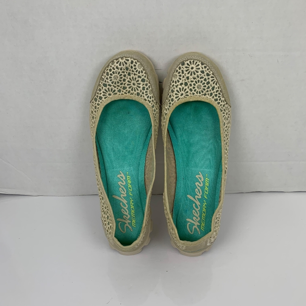 Skechers EZ Flex 2 Women's Tan Cream Sweetpea Ballet Flat Ballet Shoe  Size 9 - Picture 6 of 14